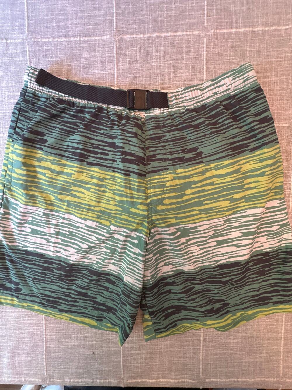Columbia Swim Trunks Board Shorts Men Medium Green White Striped